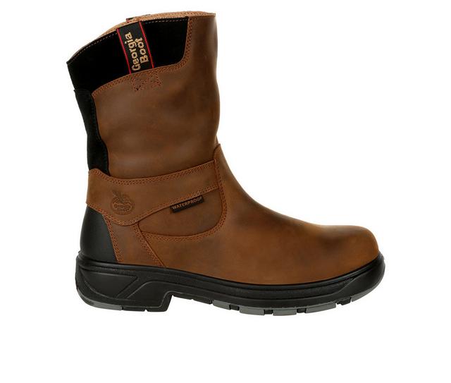 Men's Georgia Boot FLXpoint Waterproof Composite Toe Work Boots in Brown color