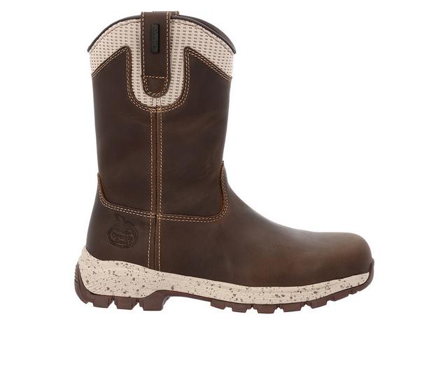 Women's Georgia Boot Eagle Trail Pull On Work Boots in Brown color