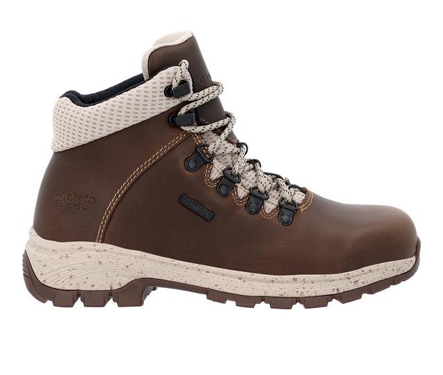 Georgia Boot Eagle Trail Womens Alloy Toe WP Hiker Work Shoes in Brown color
