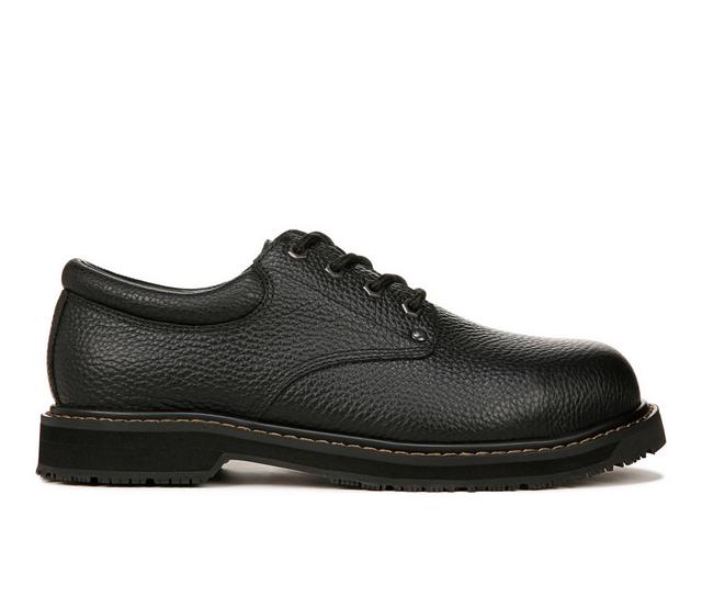 Men's Dr. Scholls Harrington Composite Toe Slip-Resistant Work Oxfords in Black Leather color