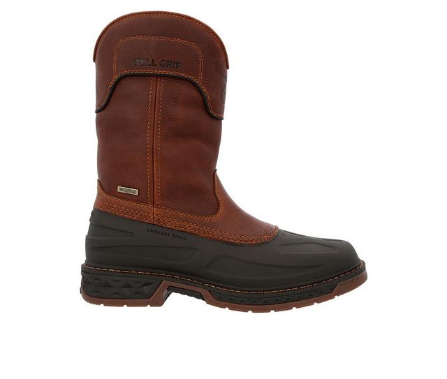 Men's Georgia Boot Carbo-Tec LTR Steel Toe Waterproof Pull On Work Boots in Brown color