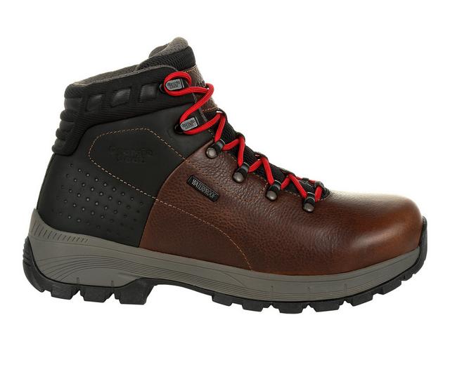 Men's Georgia Boot Eagle Trail Alloy Toe Waterproof Hiker Work Boots in Brown color