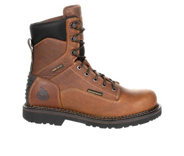 Men's Georgia Boot Giant Revamp Waterproof Work Boots in Brown color