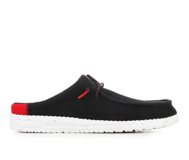 Men's HEYDUDE Wally Slip Varsity Jersey-M Casual Shoes in Black/Red color