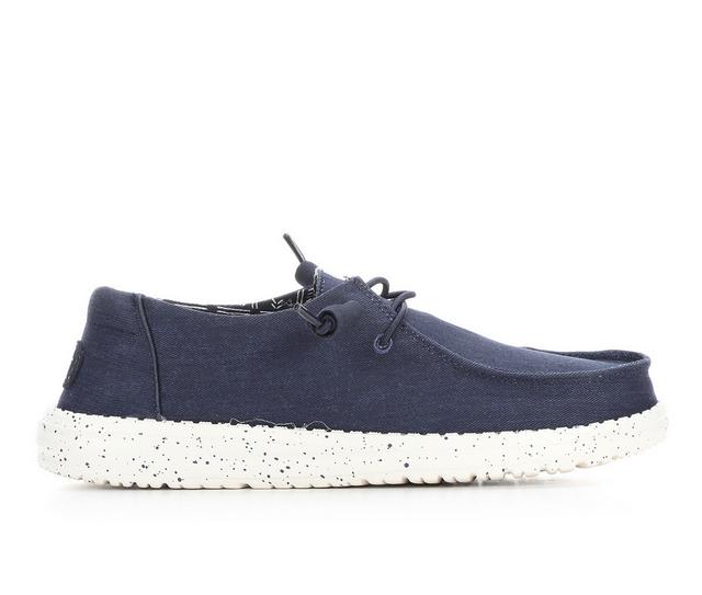 Women's HEYDUDE Wendy Stretch Canvas Casual Shoes in Navy color
