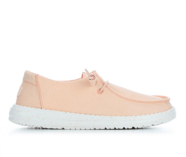 Women's HEYDUDE Wendy Stretch Canvas Casual Shoes in Peach color