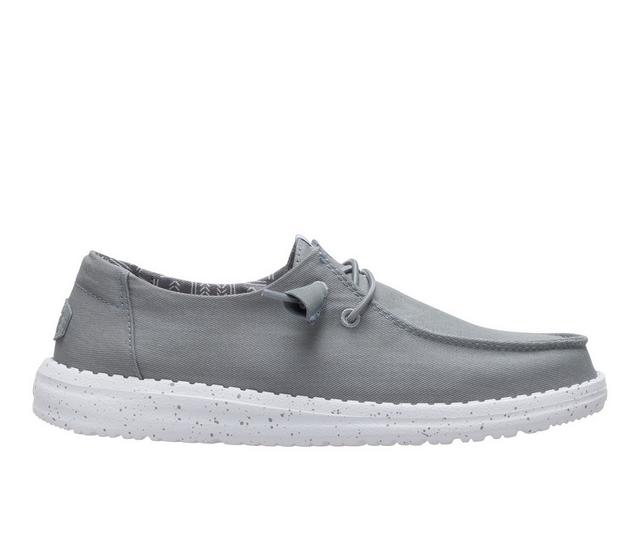 Women's HEYDUDE Wendy Stretch Canvas Casual Shoes in Monument Grey color