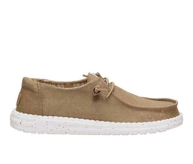 Women's HEYDUDE Wendy Stretch Canvas Casual Shoes in Taupe color