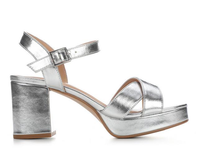 Women's Soda Manner Heeled Sandals in Silver color