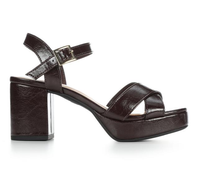 Women's Soda Manner Heeled Sandals in Brown Tonka color