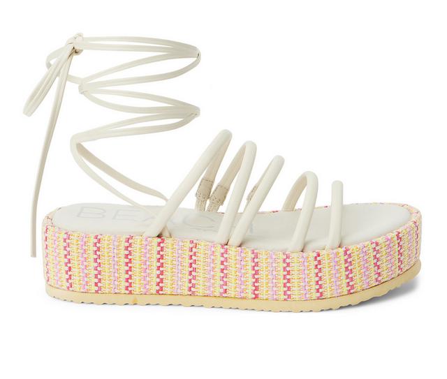 Women's Beach by Matisse Eli Platform Lace Up Sandals in Ivory color