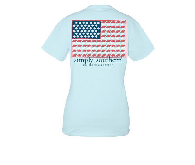 Simply Southern Track Flag Shirt in Ice color