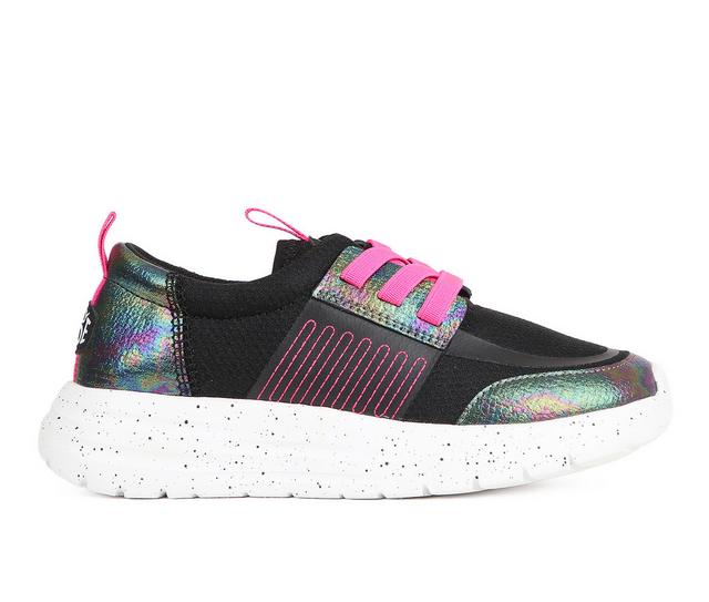 Girls' HEYDUDE Little Kid & Big Kid Sirocco Slip-on Sneakers in Black/Pink color