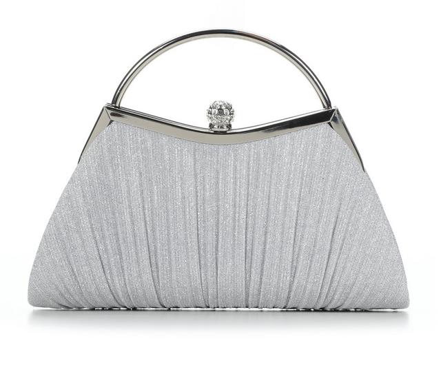Vanessa Small Pleated Clutch with 2 straps in Silver color