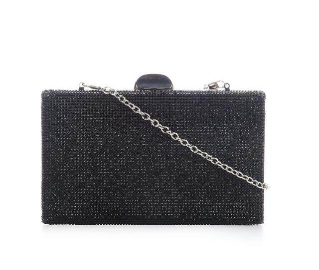 Vanessa Silver Glitter Clutch With Strap in Black color
