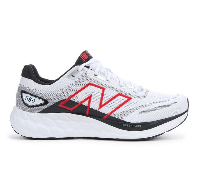 Men's New Balance 680 V8 Running Shoes in Wht/Blk/Red color