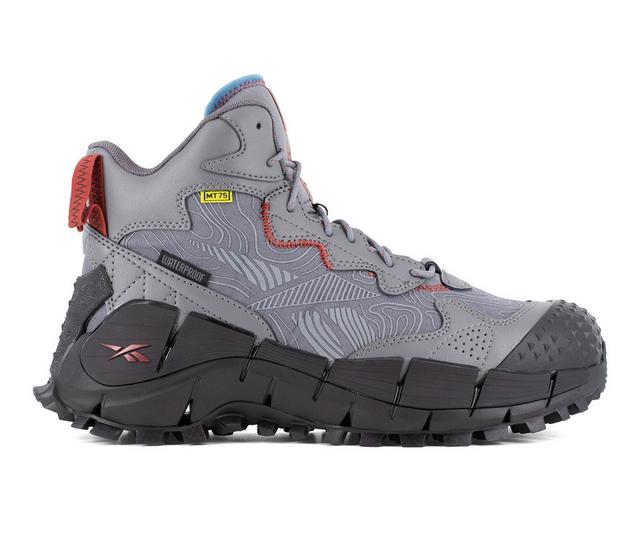 Men's REEBOK WORK Zig Kinetica Edge II Work Met Guard Waterproof Work Boots in Gray/Black/Red color