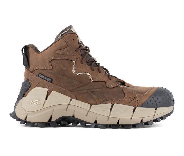 Men's REEBOK WORK Zig Kinetica Edge II Work Waterproof Work Boots in Brown color