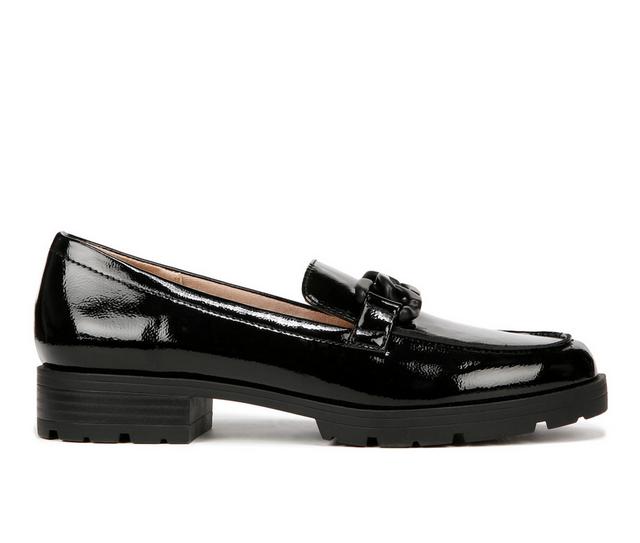 Women's LifeStride London 2 Chunky Loafers in Black Shine color