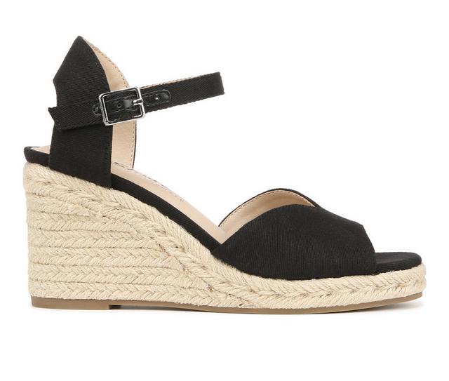 Women's LifeStride Tess Espadrille Wedge Sandals in Black color