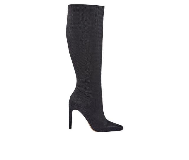 Women's Lady Couture Diamond Knee High Stiletto Boots in Black color