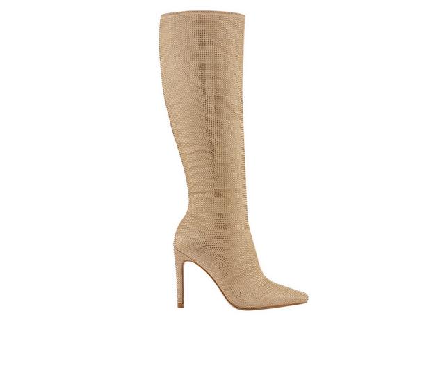 Women's Lady Couture Diamond Knee High Stiletto Boots in Gold color