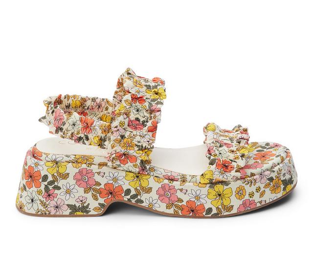Women's Coconuts by Matisse Jean Platform Wedge Sandals in White Floral color