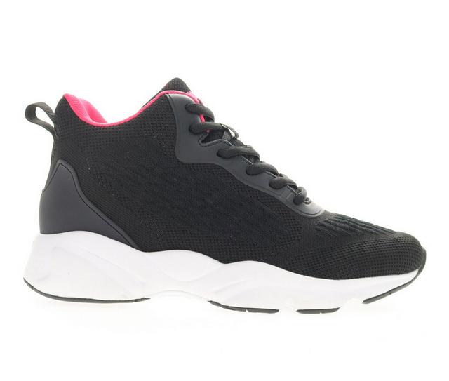 Women's Propet Stability Strive Mid Top Sneakers in Black/Pink color