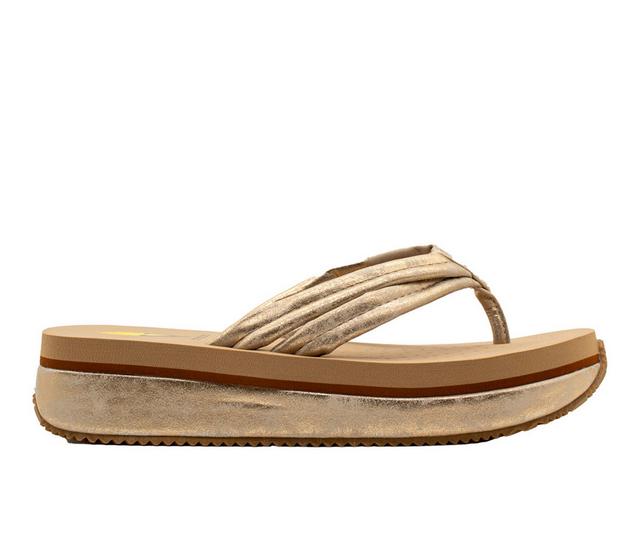 Women's Volatile Stargazer Wedge Flip-Flops in Gold color