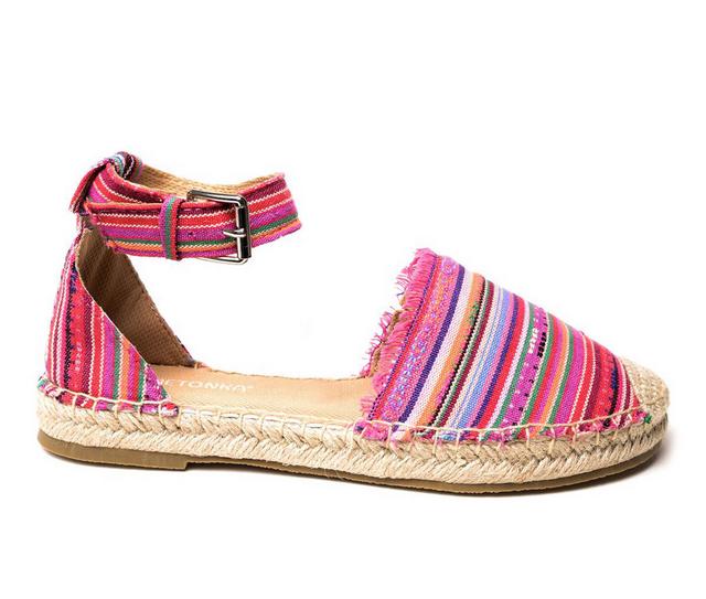 Women's Minnetonka Prima Espadrille Sandals in Pink Geostripe color