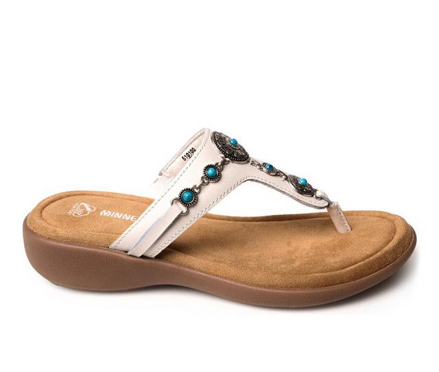 Women's Minnetonka Brecca Embellished Flip-Flops in White color