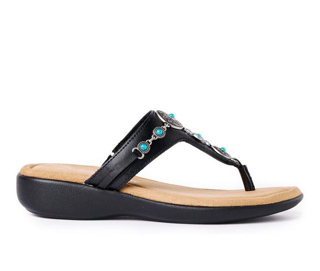 Women's Minnetonka Brecca Embellished Flip-Flops in Black Turquoise color