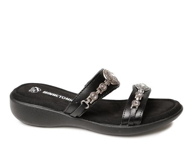Women's Minnetonka Brenn Embellished Sandals in Black color