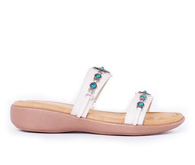 Women's Minnetonka Brenn Embellished Sandals in White Turquoise color
