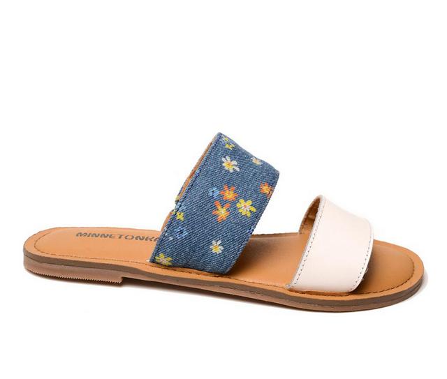 Women's Minnetonka Franky Sandals in Floral Denim color