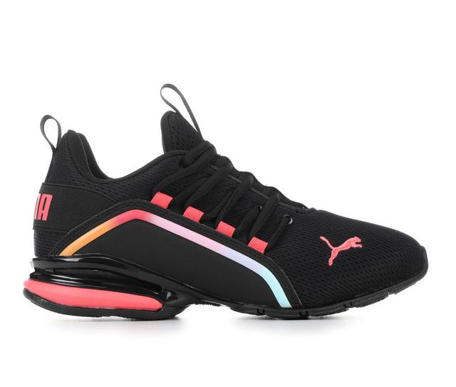 Girls' Puma Big Kid Axelion Sunset Jr 4-7 Running Shoes in Black/Pink color