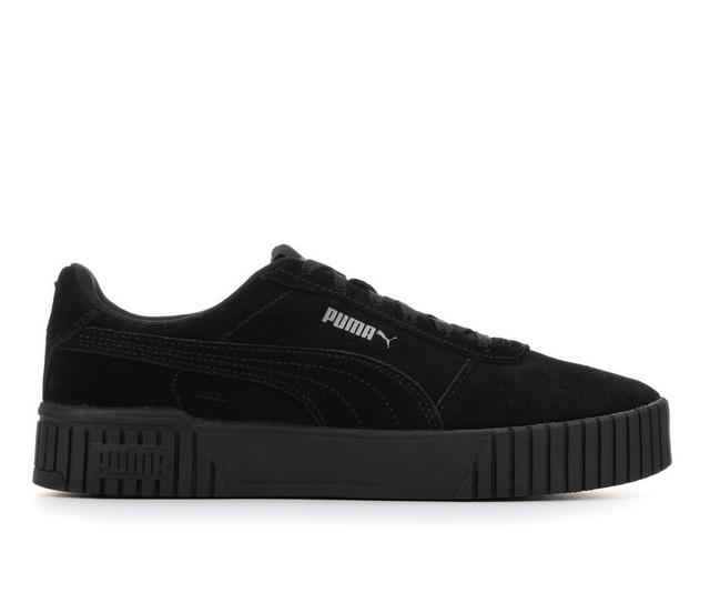 Women's Puma Carina 2.0 Suede Sneakers in Black/Black color