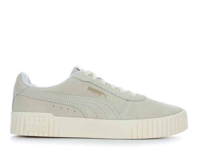 Women's Puma Carina 2.0 Suede Sneakers in Taupe/Taupe color