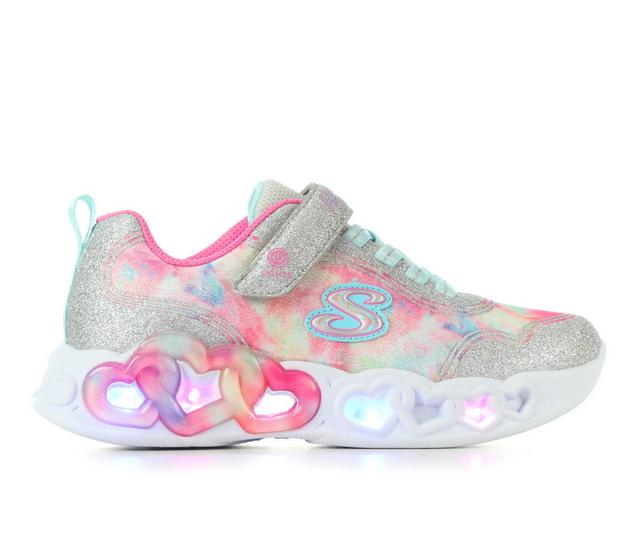 Girls' Skechers Infinite Heart Lights Color Lovin Light-Up Shoes in Silver/Multi color