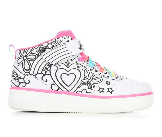 Girls' Skechers Little Kid & Big Kid Sport Court 92 High-Top Sneakers in White/Multi color