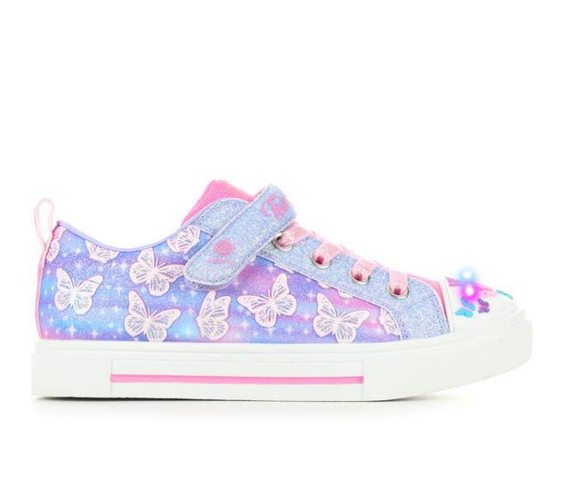 Girls' Skechers Little Kid Twinkle Sparks Butterfly Light-Up Sneakers in Lavender/Pink color