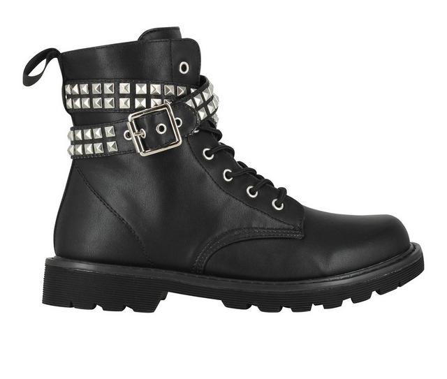 Women's Gotta Flurt Lani Black Combat Boots in Black color