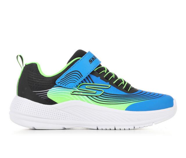 Boys' Skechers Little Kid & Big Kid Microspec Advance Running Shoes in Blue/Lime/Black color