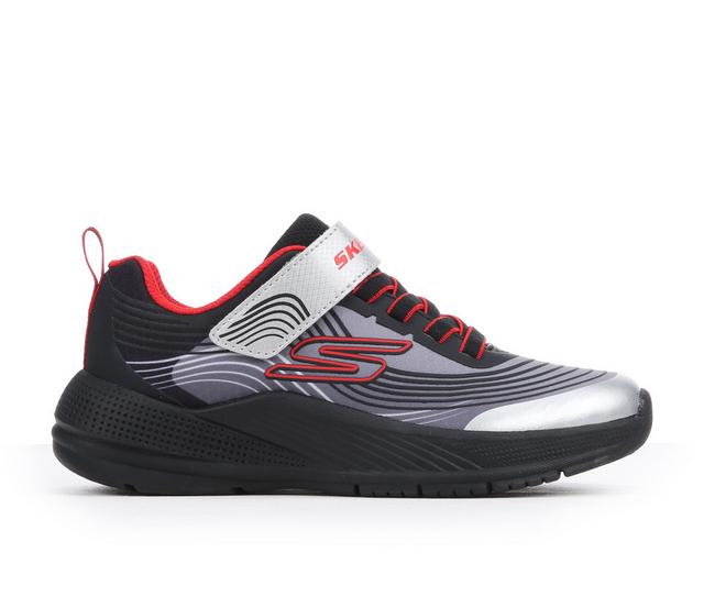 Boys' Skechers Little Kid & Big Kid Microspec Advance Running Shoes in Black/Silv/Red color