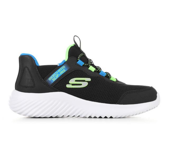 Boys' Skechers Boys Skechers Bounder Brisk Burst Slip-Ins Running Shoes in Black/Blue/Lime color