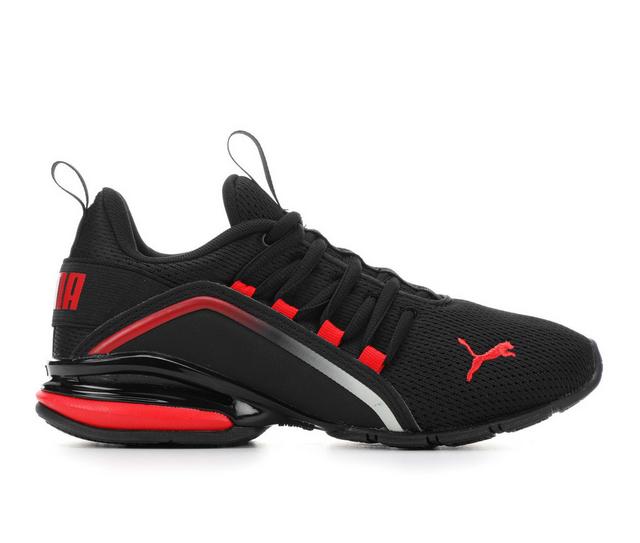 Puma Axelion Mesh Fade Boys Running Shoes in Black/Red color