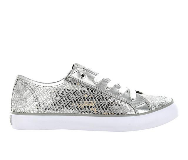 Women's Gotta Flurt Disco II Low Top Sequin Dance Sneaker in Silver color