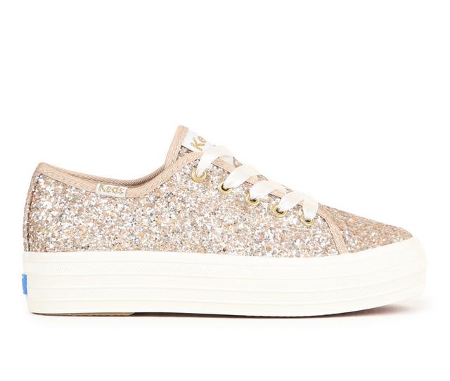 Girls' Keds Little Kid & Big Kid Triple Up Glitter Celebrations Sneakers in Champagne color