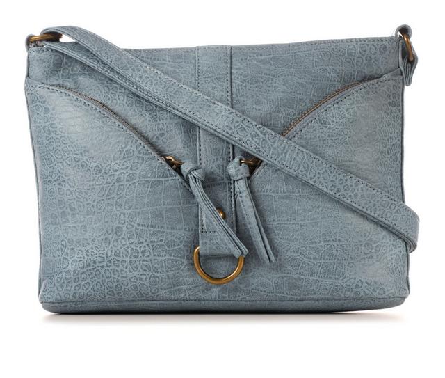 Bueno Of California Croc Washed Pocket Handbag in Chambray color