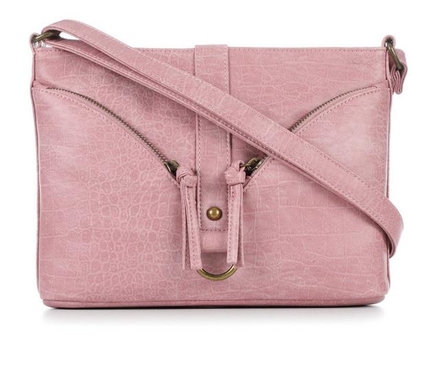 Bueno Of California Croc Washed Pocket Handbag in Pink color